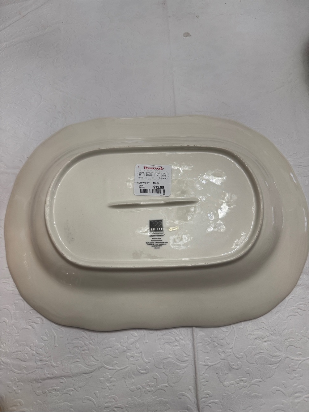 NWT Thanksgiving Harvest Decorative Serving Platter - Cream with Autumn Leaves - Picture 4 of 4